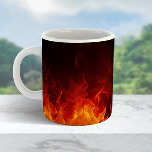Dark Flame Mug Wrap, Fire Border PNG Mug Template, Orange Fire PNG Sublimation Mug Design, 11 oz and 15 oz Mug Wrap, Hot Coffee Cup Wrap
