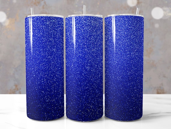 Royal Blue Glitter Ombre Tumbler Wrap Design, Dark Royal Blue Sublimation Wrap 20 Oz Skinny Tumbler, Navy Blue Aesthetic Tumbler Wrap PNG
