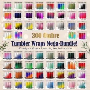 300 Ombre Tumbler Wraps Mega Bundle, 20oz Skinny Straight Designs (Digital Download)