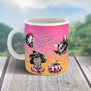 Cute Glitter Halloween Mug Wrap Template, 15oz & 11oz Mug Sublimation Design PNG, Spooky season PNG, Trendy Halloween PNG, Digital Download