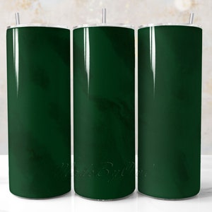 May include: Three green stainless steel tumblers with lids and straws. The tumblers are a dark forest green color.