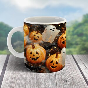 Stunning Ghost Mug With Pumpkin Design Illustration Stunning Ghost Mug With Pumpkin Design Illustration