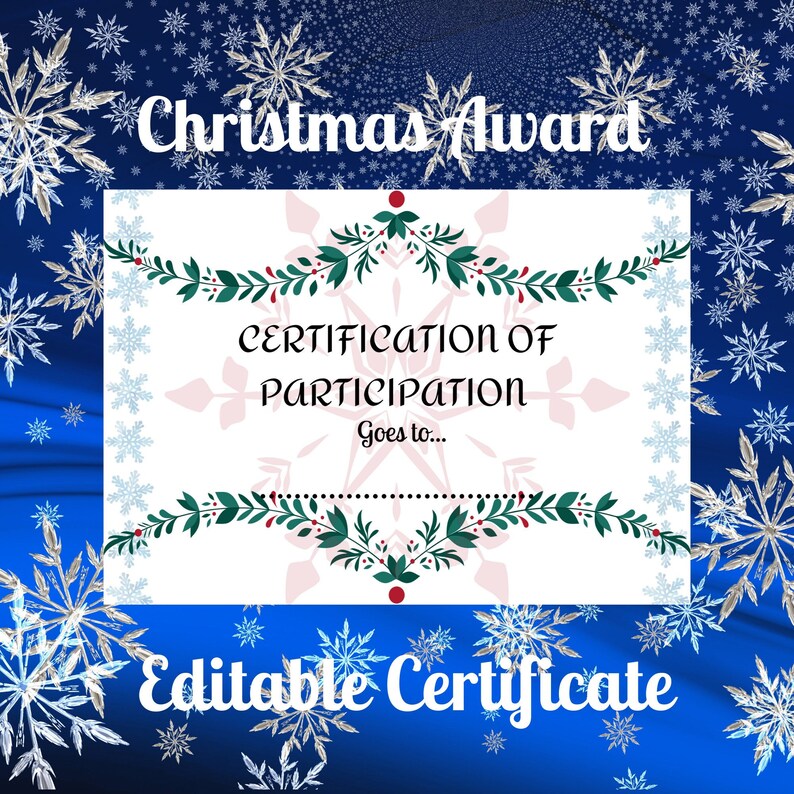 Editable Printable Christmas Certificate on Canva DIY Christmas Award Costume Contest Instant ...
