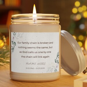 Custom Loss of Loved One Candle | Funeral Memory Gift | Memorial Keepsake | Condolence Candle | Christian Sympathy Quote | Family Grief Gift