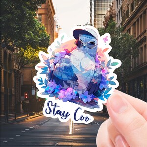Funny Kawaii Sticker, pigeon sticker, stay coo sticker, sticker for laptop, water bottle sticker, phone decal, animal sticker, bird sticker
