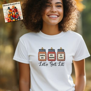 Let’s get Lit Shirt, Fall Shirts, Autumn Shirt, Cute Fall T-shirt, Pumpkin Spice, Fall Tee, Fall T Shirt, for birthday, gift for her