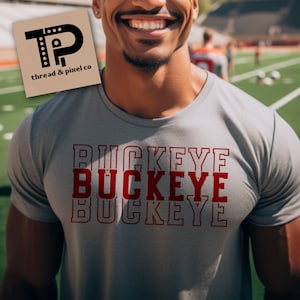 Stacked Buckeye retro game day tee, buckeye Trendy, Ohio Football Shirt, Cute College Gameday, State T-Shirt, state of Ohio t shirt