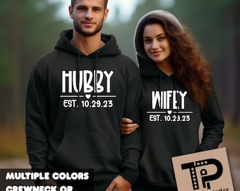 Wedding Hoodie, Matching Couple, Honeymoon Couple, Wifey Sweatshirt, Hubby Sweatshirt, Wifey Hubby Hoodie, Wife Husband Sweatshirt