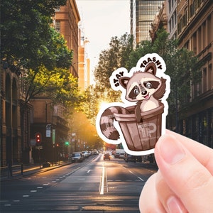 Funny Kawaii Sticker, raccoon sticker, stay trashy sticker, sticker for laptop, water bottle sticker, phone decal, animal sticker