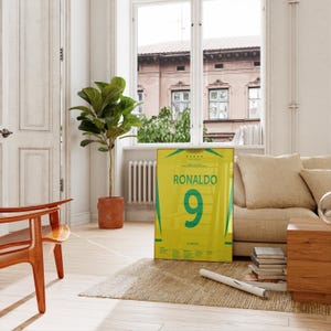 R9 Brasilien Trikot, druckbares Fußballplakat, Brasilien WM-Finale 2002 Poster, Brasilien Fußballer, Dekoration, Brasilien-Trikot