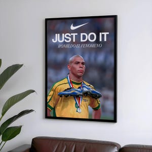 Pôster R9, pôster Just Do It Footballer, presentes de futebol, pôster esportivo, pôster de jogador de futebol, arte de parede de futebol, pôsteres esportivos para quarto