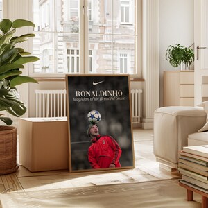 Ronaldinho Poster, Fußballer Poster, Fußball Geschenke, Sport Poster, Fußballspieler Poster, Fußball Wandkunst, Sport Schlafzimmer Poster