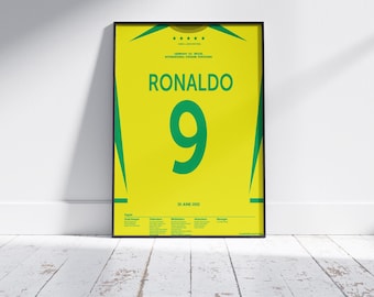 Plakat z koszulką Ronaldo R9 w Brazylii | Wydruk artystyczny Mistrzostw Świata 2002