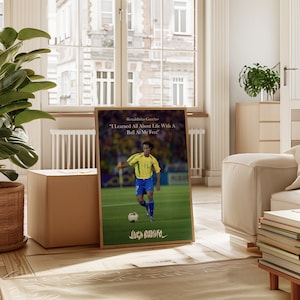 Cartaz de citação de Ronaldinho, cartaz de jogador de futebol, presentes de futebol, cartaz de esportes, cartaz de jogador de futebol, arte de parede de futebol, cartazes de quarto de esportes