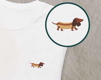 Embroidered Dachshund Hot Dog T-shirt - Hot Dog Bun Dachshund T-shirt - Cute Dachshund T-shirt - Dachshund Owner Gift - Dog Mom and Dad