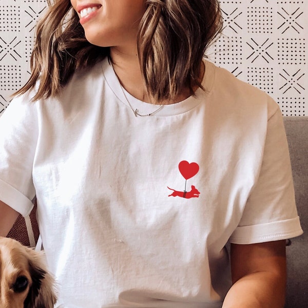 T-shirt d'amour et teckel, cadeau pour propriétaire de teckel, cadeau pour fan de teckel, t-shirt pour les maman et papa de chien