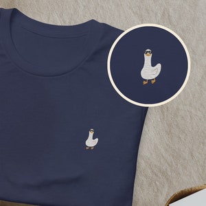 Geborduurd ganzen-t-shirt met zonnebril, natuur- en vogelliefhebbers, ganzen-t-shirt, cadeau voor ganzenfans