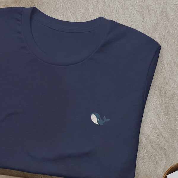 T-shirt brodé baleine bleu, t-shirt amoureux de l'océan, t-shirt navigation en mer, cadeau pour les marin,  océan Nature, Sealife