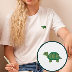 Embroidered Turtle T-Shirt, Ocean Animal Lover, Gift for Turtle Enthusiasts
