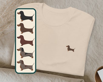Embroidered Dachshund T-shirt, sausage dog tee, perfect gift for Dachshund owners, T-shirt for dog moms and dads