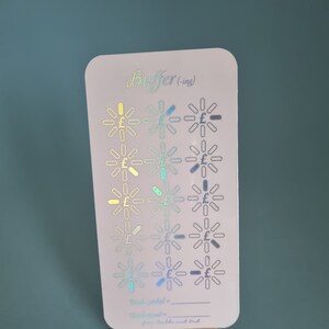 Buffer savings challenge foiled tracker - Silver Holographic Rainbow A6 laminated - customised amount