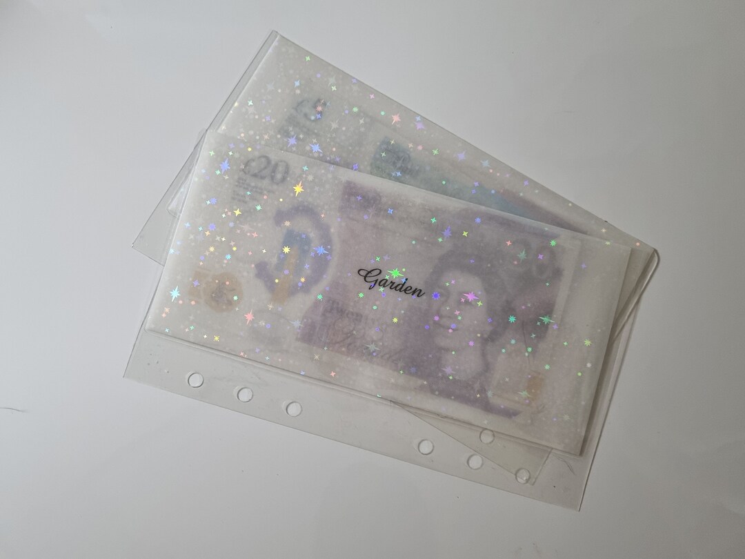 A6 Vellum Sparkle Personalised Laminated Envelopes for Cash Stuffing