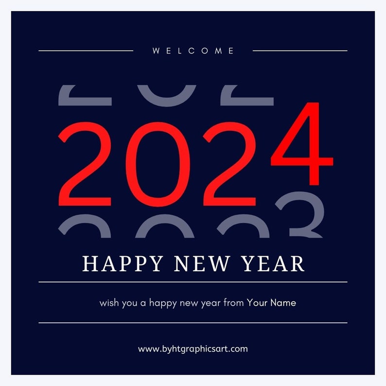Happy New Year 2024 Canva Template Etsy