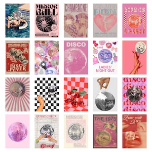 20 Most Trendy Disco Balls Print,  Mirrorball Wall Art, Trendy Disco Posters, Disco Art Print,  Preppy Room Decor Instant Digital Download