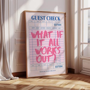 Retro Guest Check Print, plakat „Co jeśli wszystko się uda”, modna sztuka ścienna, motywująca estetyka mieszkania studenckiego, pobieranie cyfrowe