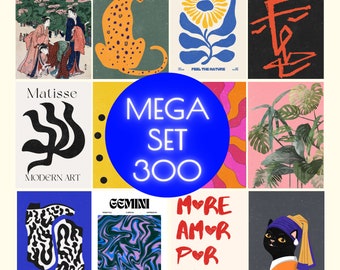 300: Aesthetic Gallery Wall Set , Pink Eclectic Decor, Maximalist Colorful Art, Creative art, Poster set, Retro Wall Art, DIGITAL DOWNLOAD