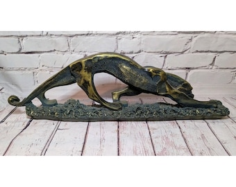 Vintage Mcm Black Panther Black Jaguar Stalking RARE Large Ceramic