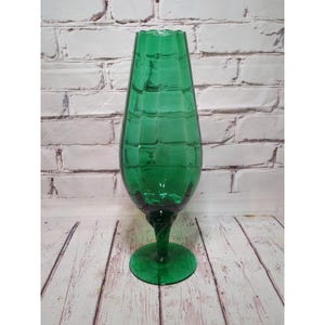 Vintage Empoli Emerald Green Spiral Optic Glass Vase 12&quot;