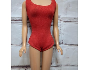 Traje de baño vintage de una pieza rojo Helenca de Barbie, década de 1960.