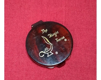 Espejo de aumento compacto Magic Focus para bolso, color carey, estilo vintage de los años 70, fabricado en EE. UU.