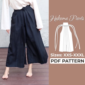 Patrón de costura de pantalones Hakama / Pantalones tradicionales japoneses / Patrón + instrucciones ilustradas detalladas / XXS - XXXL / A0, A4 y carta de EE. UU.