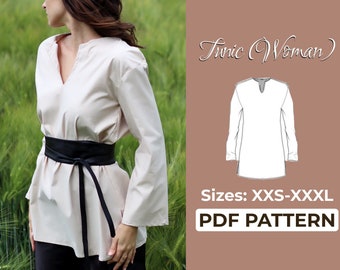 Medieval Tunic Sewing Pattern | Tunic Cosplay Pattern | Easy Beginner Pattern + Easy Illustrated Tutorial | XXS - XXXL | A0, A4 & US Letter