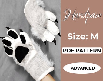 Fursuit Paws Sewing Pattern | Left & Right Hand | Hand Size M | A0, A4, US-Letter + detailed Instruction | Required Sewing Level: Advanced