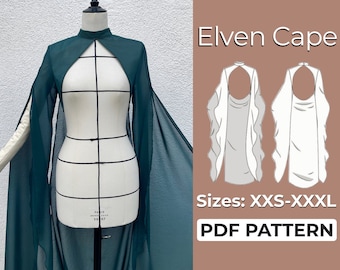 Elven Cloak Sewing Pattern, Fantasy Shrug Pattern, Fairy Bolero, A0, A4, US-Letter Pattern + Detailed Instruction, XXS - 3XL