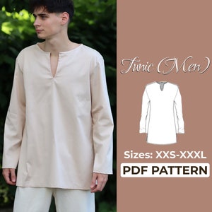 Patrón de costura de túnica medieval / Patrón de túnica para cosplay / Patrón fácil para principiantes + Tutorial ilustrado fácil / XXS - XXXL / A0, A4 y tamaño carta de EE. UU.