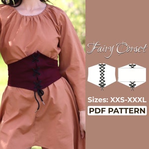 Patrón de costura de corsé debajo del busto / Patrón de cinturón de corsé / Patrón + instrucciones ilustradas detalladas / XXS - XXXL / A0, A4 y carta de EE. UU.