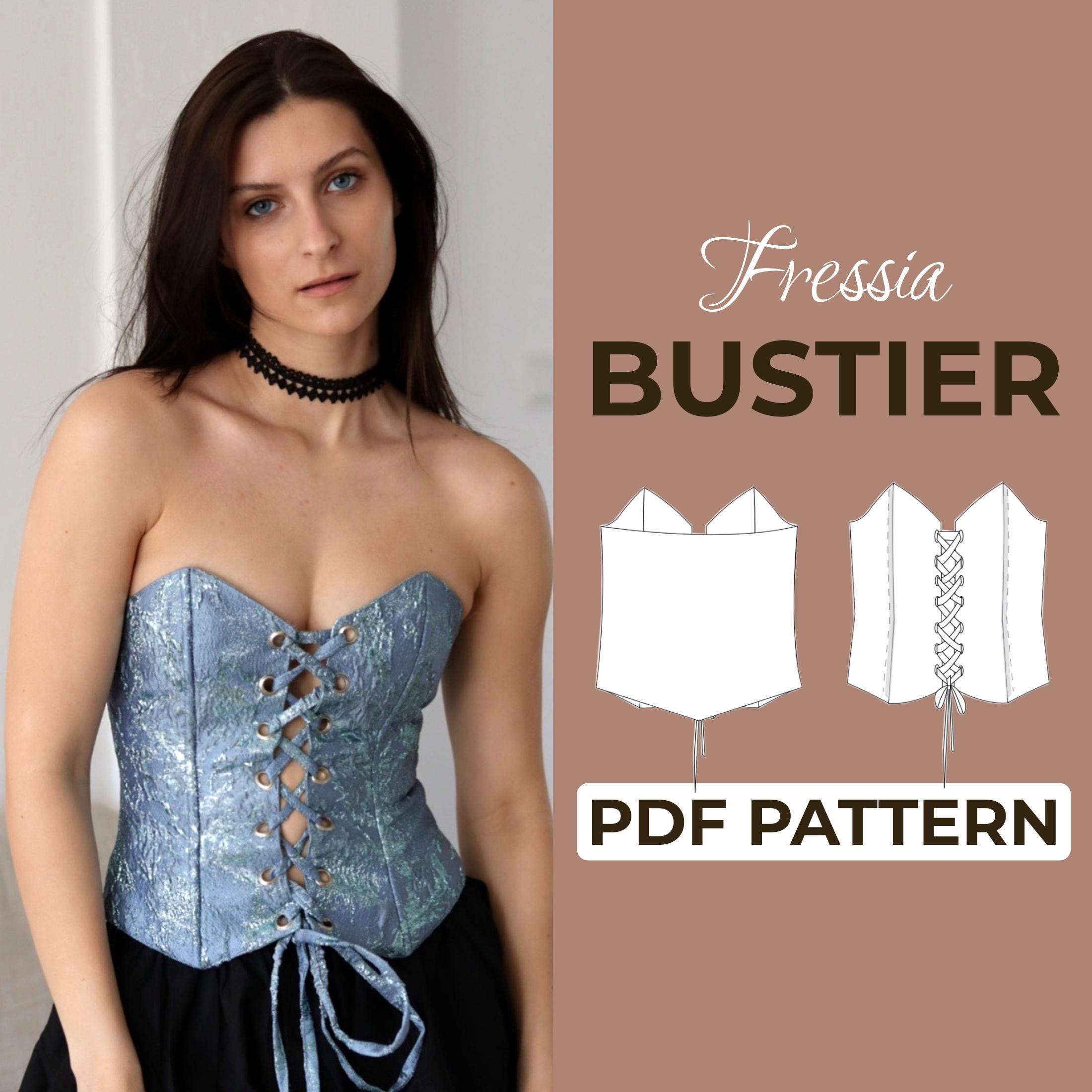 Bustier Top Sewing Pattern | Corset Tie Top Pattern | Pattern ...