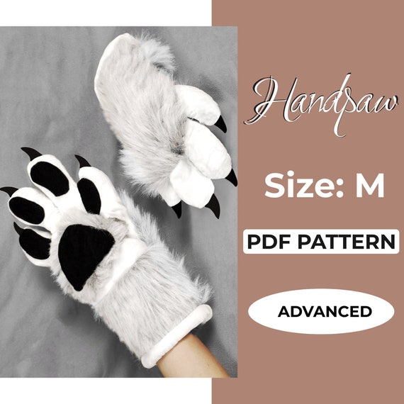 Fursuit Paws Sewing Pattern | Left & Right Hand | Hand Size M | A0, A4, US-Letter + detailed Instruction | Required Sewing Level: Advanced