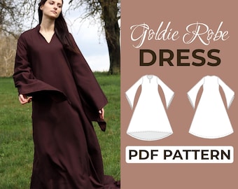 Robe Dress Sewing Pattern | Kaftan Pattern Costume | Easy Beginner Pattern + Easy Illustrated Tutorial | XXS - 7XL | A0, A4 & US Letter