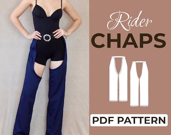 Cartamodello per pantaloni Chaps / Cartamodello per pantaloni Hippie / Costume da Cowgirl / Cartamodello + istruzioni illustrate dettagliate / XXS - 7XL / A0, A4 e US-Letter