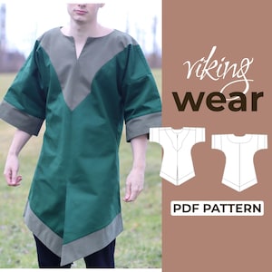 Viking Outfit Sewing Pattern | Ren Faire Mens Tunic Pattern | Pattern + Detailed Illustrated Instruction | XS - 3XL | A0, A4 & US-Letter