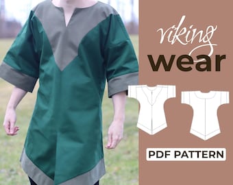Viking Outfit Sewing Pattern | Ren Faire Mens Tunic Pattern | Pattern + Detailed Illustrated Instruction | XS - 3XL | A0, A4 & US-Letter