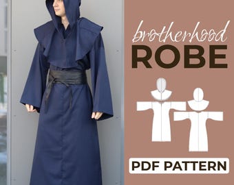 Modello di cucito per tunica con cappuccio medievale / Costume storico / Modello + istruzioni illustrate dettagliate / XXS - 7XL / A0, A4 e US-Letter