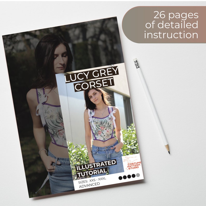 Mönster för korsetttopp | Bustiertopp med snörning | Mönster + detaljerad illustrationsinstruktion | XXS - XXXL | A0, A4 och US-Letter bild 7