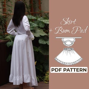 Spódnica Victorian Bustle | Zestaw Bustle Pad + Maxi Ruffle Skirt | Łatwy wzór + ilustrowany samouczek | XXS - XXXL | A0, A4 i US Letter