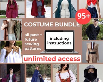 Whole Shop Bundle 95+ Costume Sewing Patterns for Cosplay, LARP, Historical, Fantasy, A0, A4, US-Letter PDF Patterns + Easy Instructions